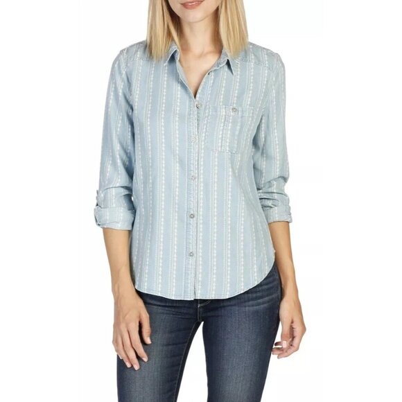 NWT Women's Paige L/S "Tenna" Chambray Button Down Shirt Sz Medium - Picture 1 of 12